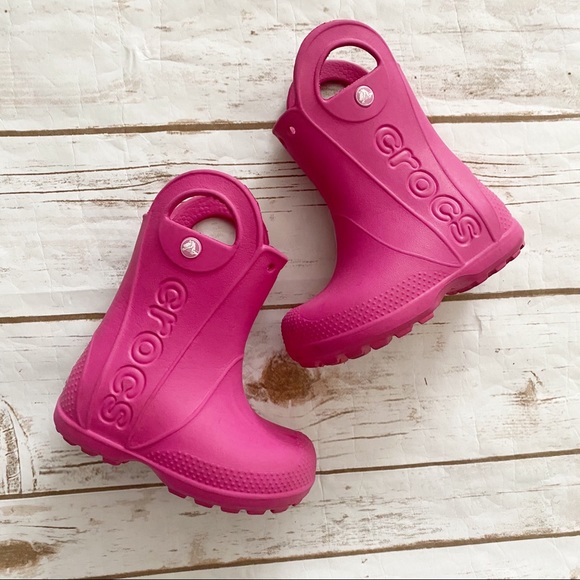 CROCS Other - CROCS Pink Handle it Rain Boots Size 7 Girls Baby